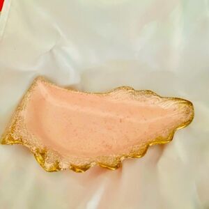 Dish Decorative lazy Susan candy vintage pink and gold jewelry tray trinket USA…